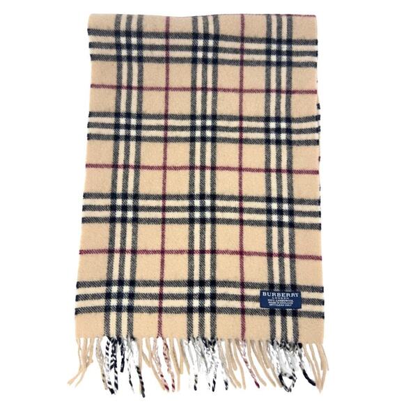 Burberry Scarf House Check Plaid Full Length Fringe Creamy‎ Stone 100% Lambswool - Picture 7 of 9